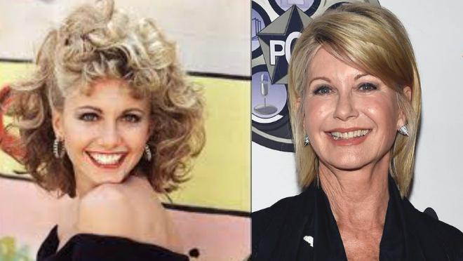 Olivia Newton-John, a la izquierda, con 29 años. A la derecha, en la actualidad