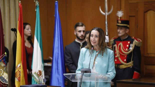 Paula Badanelli, durante su intervención en el Ayuntamiento de Córdoba