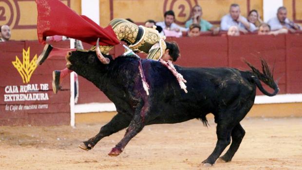 Roca Rey, en el momento del percance