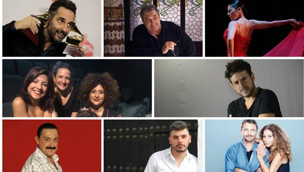 Drexler, Cortez, Baras, Las Niñas, Pablo López, Peña, Demarco y Lolita, en el Falla.