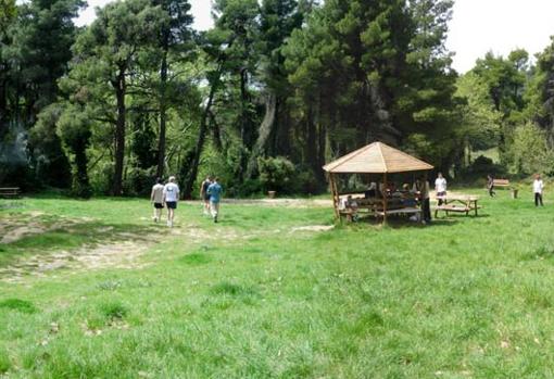 Turistas en la finca