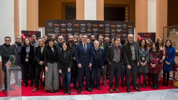 Los nominados andaluces a los Goya, este viernes en el Ayuntamiento de Sevilla