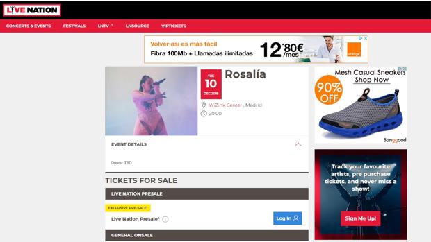 Página web de Livenation