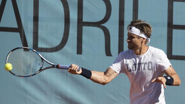 David Ferrer, durante su entrenamiento del domingo en la Caja Mágica