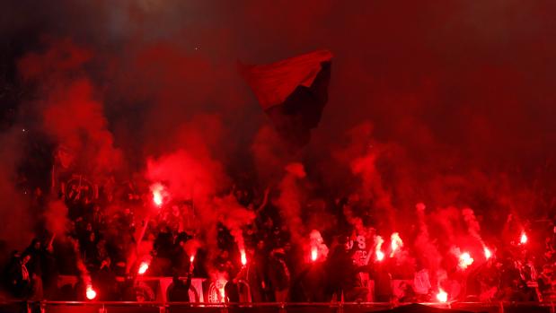 El graderío del Parque de los Príncipes, durante el pasado PSG-Real Madrid