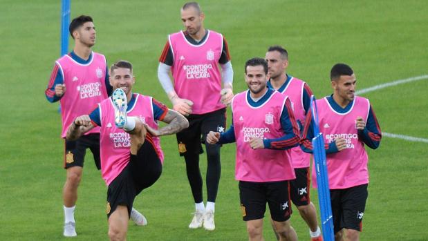 Entrenamiento de la selección española en Sevilla antes del partido de la Liga de las Naciones ante Inglaterra