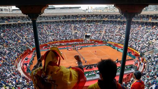 Seguidores del equipo español durante el España-Alemania de cuartos de la Copa Davis