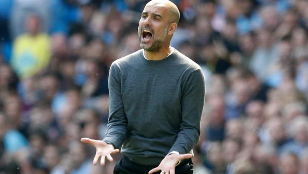 Pep Guardiola, en un partido del Manchester City