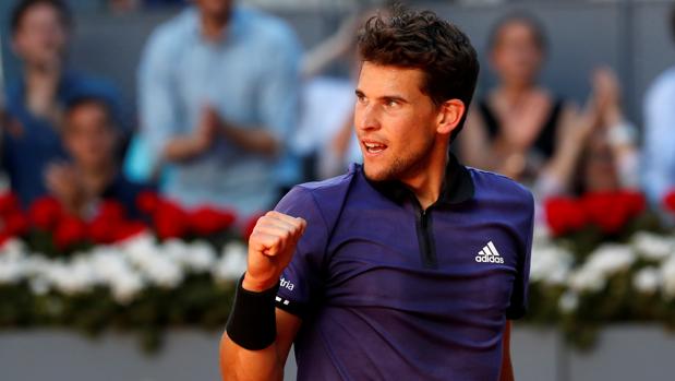 Thiem celebra un punto ante Federer