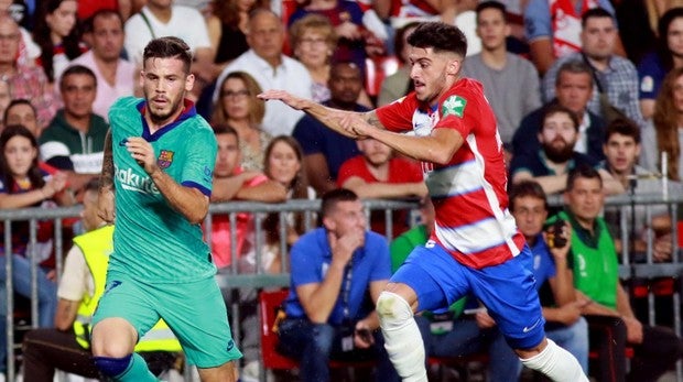 Carlos Neva durante el partido contra el Barcelona.