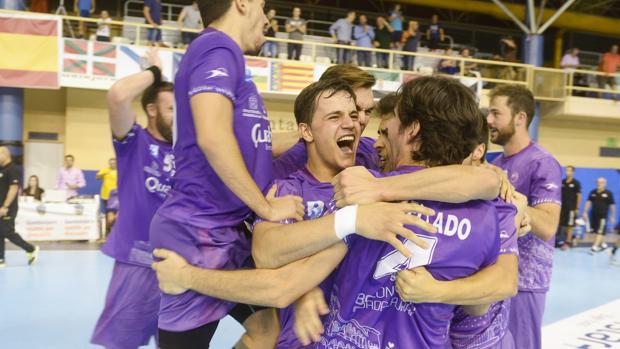 Jugadores del BM Guadalajara celebrando una de sus victorias
