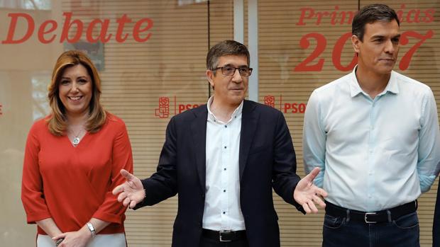 Susana Díaz, Patxi López y Pedro Sánchez