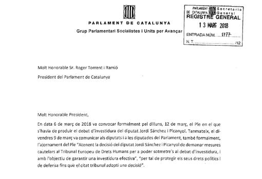 Extracto de la carta de Iceta a Torrent