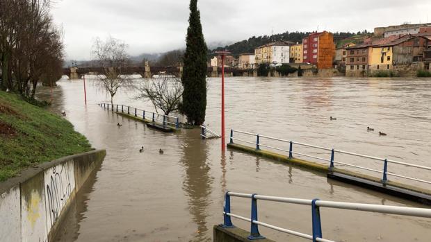 Crecida del río Ebro, a su paso por Miranda (Burgos)