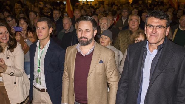 El presidente de Vox, Santiago Abascal, en un mitin en Huelva