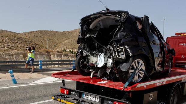 Imagen del lugar del accidente en la AP7 este domingo en Alicante