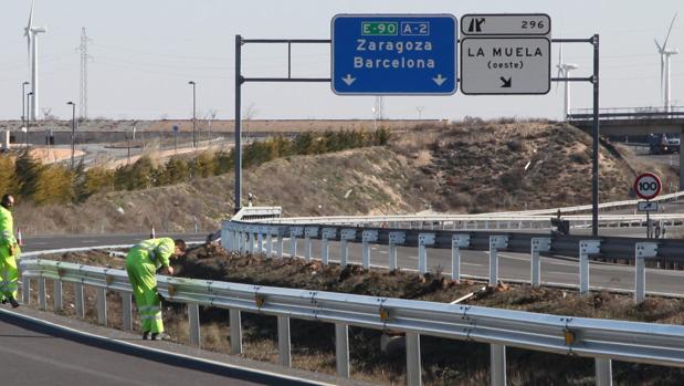 Tramo de la A-2 a su paso por La Muela (Zaragoza)