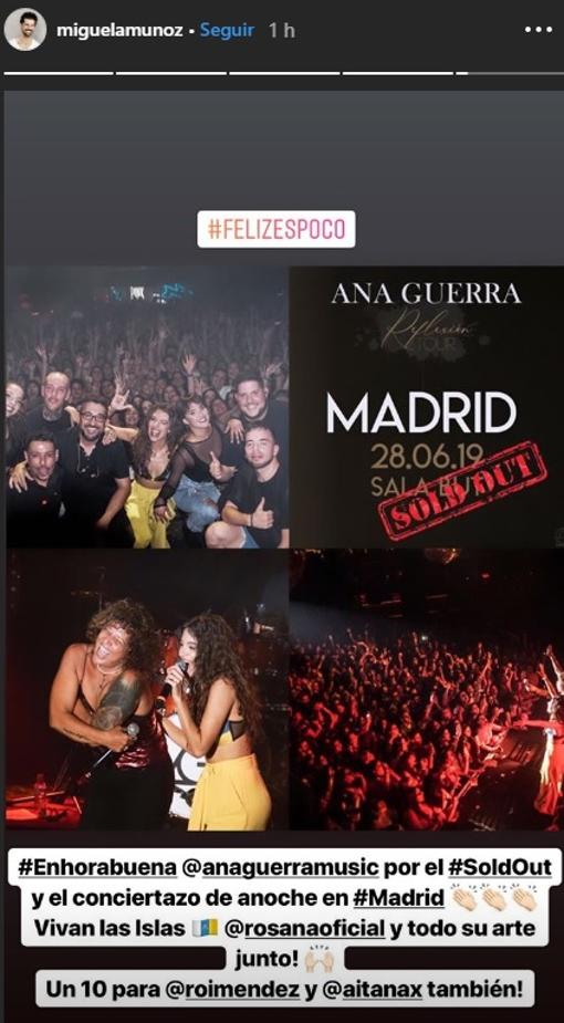 Miguel Ángel felicitando a su chica por redes.