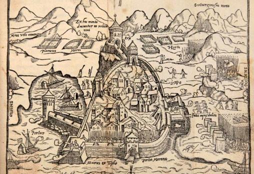 Hasan Agha dirigió la defensa de Argel durante el asedio de Argel en 1541. Grabado de 1555.
