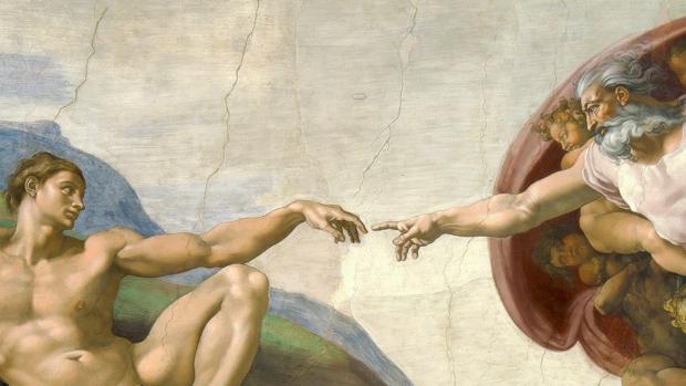 La creación de Adán, la más famosa de las imágenes de la bóveda.