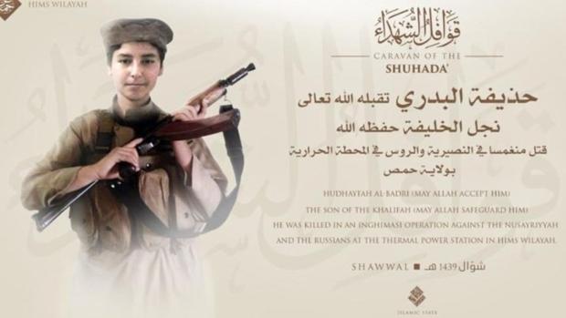 Anuncio de Daesh de la muerte de Hudayfa Al Badri, hijdo del «califa» Abu Baker Al Bagdadi