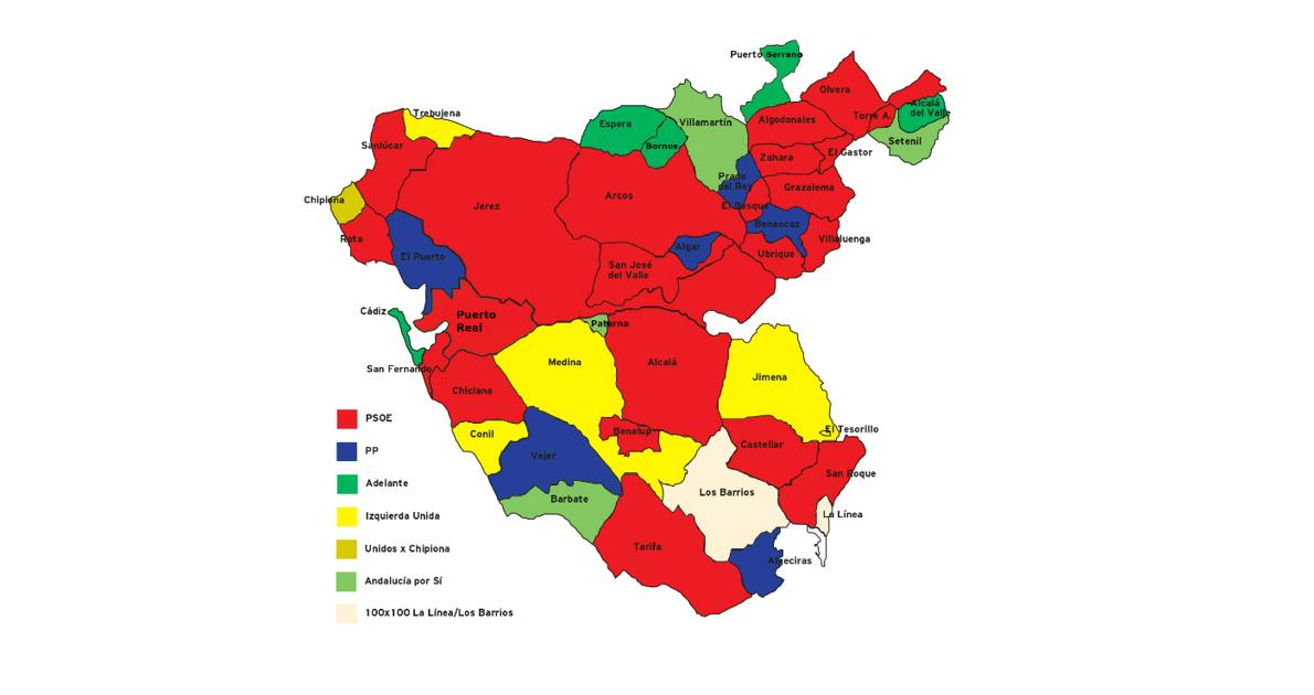 mapa politico provincia cadiz El nuevo mapa del poder local en la provincia de Cádiz