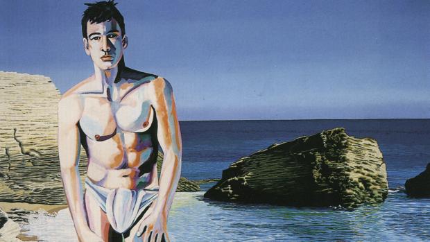 Caños de la Meca (1987). Pintura de los artistas Juan Carrero y Enrique Naya, Costus, perteneciente a la serie "La Andalucía de Séneca"